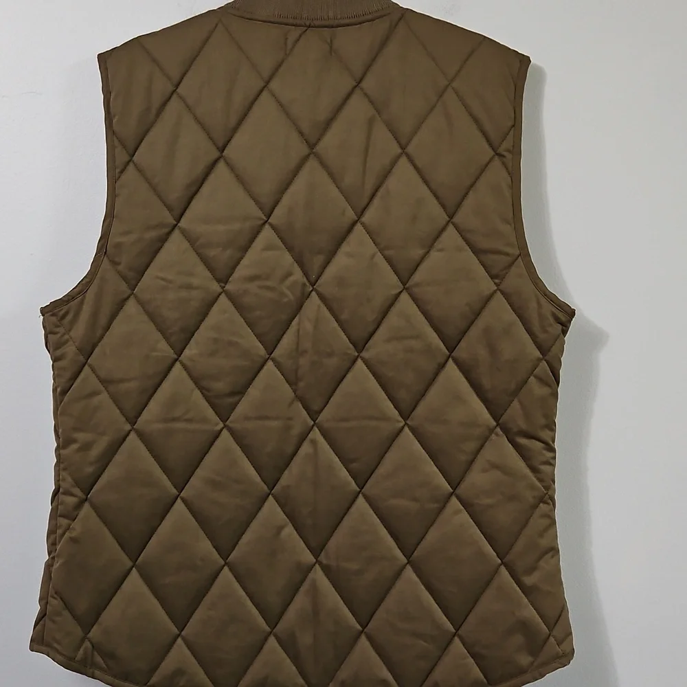 Ocean Coast Quilted Camo Lined Green Zip-Up Men's Vest W/Pockets Size M  #1022